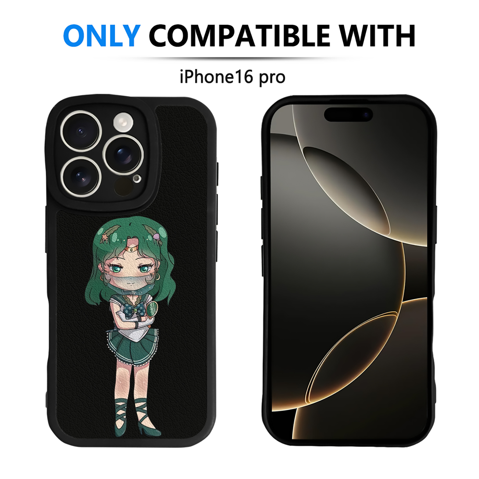（画像用） 美少女戦士セーラームーン 海王 みちる（かいおう みちる） Sailor Moon Kaiou Michiru 【iPhone 16シリーズ対応】シリコンスマホケース（レザー調） 材質：シリコン